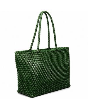 Rimini Vegan Leather Weaving Shopping Bag 'Betty' - Green