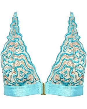 Somewhere Never Give Me A Swirl High Triangle Bralette - Blue