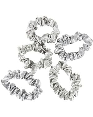 Soft Strokes Silk Pure Mulberry Silk Mini Scrunchie Set Of Five - White