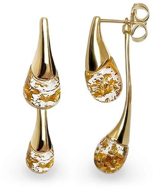 Gold & Honey Interchangeable Double Drop Earrings - Metallic