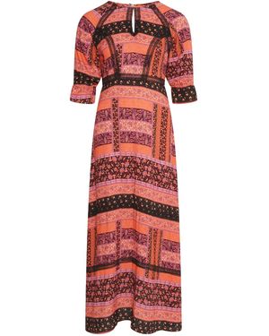 LAtelier London Alyssa Floral Print Mix Midi Dress - Red