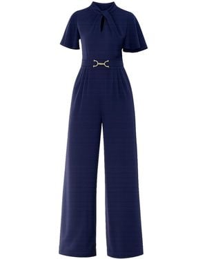 Yumi' Buckle Jumpsuit With Twist Knot Detail - Blue