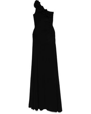 Nissa Floral-Appliqué Jersey Maxi Dress - Black