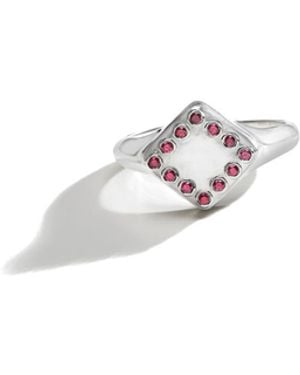 Rain Jewelry Classic Signet Ring Ruby - White
