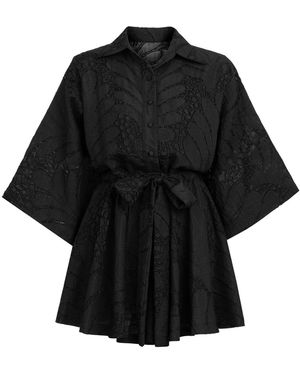 Lilamie Victoria Oversize Fit Open Neckline Resort Jumpsuit - Black