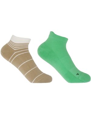 Peper Harow - Made in England Retro Stripe & Organic Sneaker Socks Bundle - Green