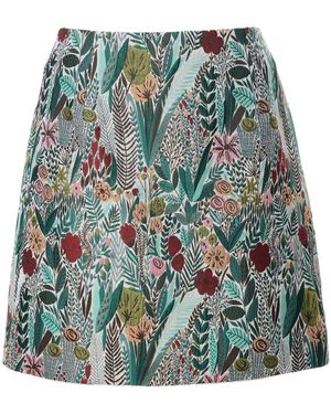 Louche Aubin Jungle Jacquard A-Line Mini Skirt - Green