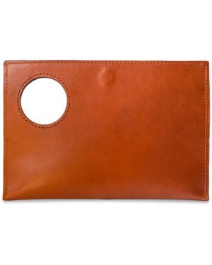Designs by Elle Circle Clutch Leather Bag - Brown