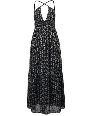 Smart and Joy Tiered Panels Backless Strappy Maxi Dress - Black