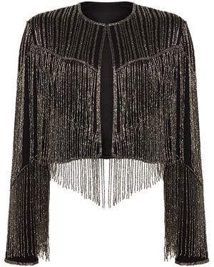 Rose & Nancy Scarlett Fringe Jacket - Black