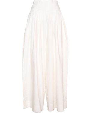 Ofuure Linen Kiara Wide Leg Pants - White