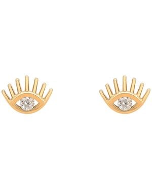 LÁTELITA London Solid 14K Evil Eye Stud Earrings - Metallic