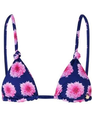 Favorite Flowers Dahlia Scrunch Top - Blue