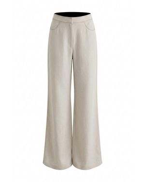 Rue Les Createurs Neutrals Linen Blend High Waist Trousers - Grey