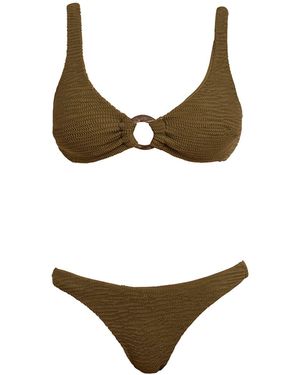 Cliché Reborn Ibiza Crinkle Ring Detail Bikini Set - Brown