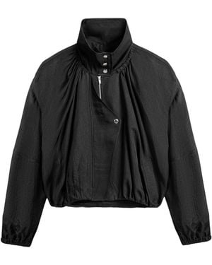 Nocturne High-Neck Gathered Jacket - Black