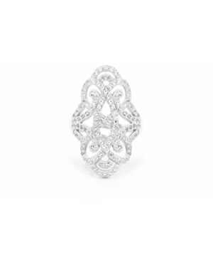 Seven Saints Infinite Love Adjustable Pave Ring, Rhodium With Topaz - White