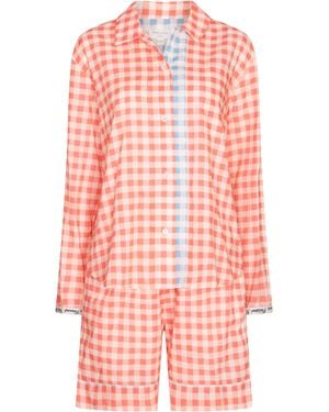 NoLoGo-chic Gingham Set Shorts Pj Cotton - Pink