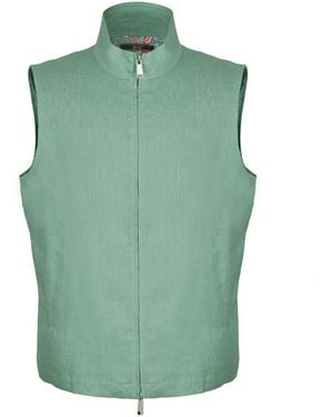 DAVID WEJ Hugo Linen Gilet - Green