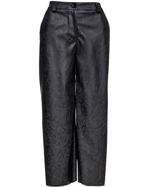 Conquista Dark Faux Leather Culottes - Black