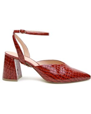 Alterre Croc-Embossed Leather Marilyn Mules - Red