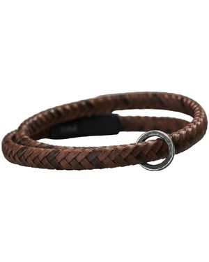 Posh Totty Designs Leather Oxidised Charm Bracelet - Brown