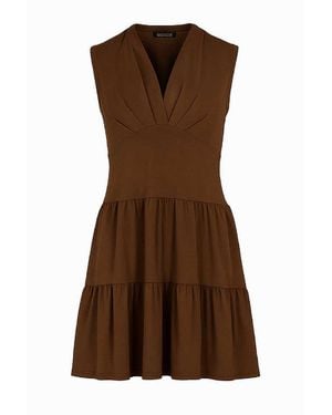 Conquista Chocolate Cotton-Elastane Jersey Sleeveless Dress - Brown