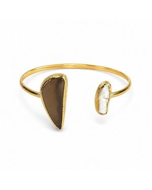 By Ozge Smoky Pearl Plated Cuff Bracelet - Metallic