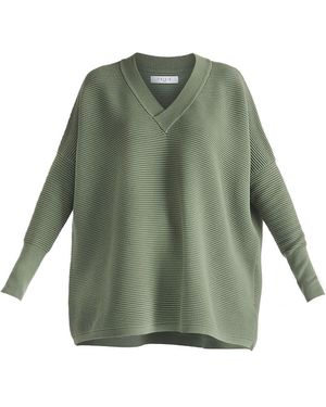 Paisie V-Neck Ribbed Jumper - Green