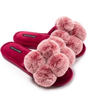 Pretty You London Dolly Fun Pom Slider Slippers - Pink