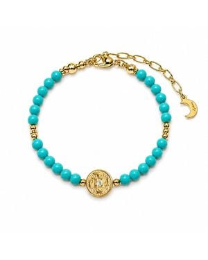 Aurozia Lotus Within Plated Sterling As You Wish Beaded Bracelet - Blue