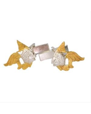 Simon Kemp Jewellers Angel Fish Cufflinks Eighteen Carat On Solid Recycled Sterling - Metallic