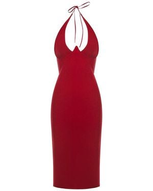 Maison sél Spaghetti Strap Bodycon Cutaway Dress - Red
