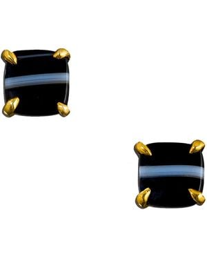 Heather Hawkins Jewelry Little Agate Studs - Black