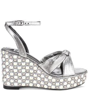 Rag & Co Moondot Embellished Wedge Heel Sandals - Green