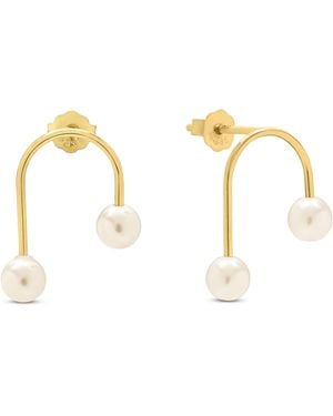 Esterah Pearl Arc Earrings - Metallic