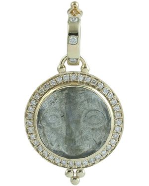 Artisan 14K Moon Pendant With Labradorite & Pavé Diamonds - Metallic
