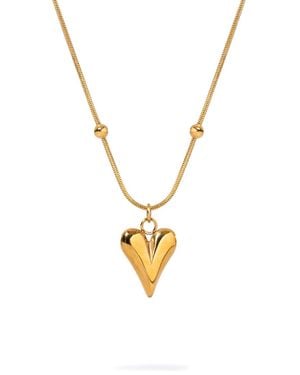 Ebru Jewelry Minimalist Heart Love Statement Necklace - Metallic