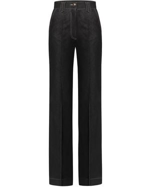 Tia Dorraine Straight-Leg Denim Trousers - Black
