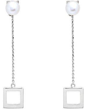 Sheida Farrokhi Square Drop Earrings - White