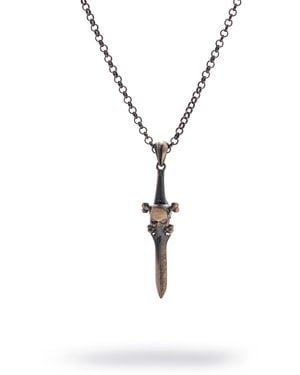 Ebru Jewelry Skull Blade Warrior Necklace - Metallic