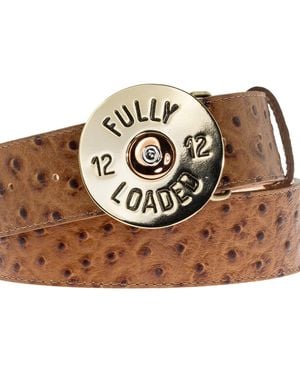 Peachy Belts Ltd Tan Ostrich Print Belt With Cartridge Buckle - Brown