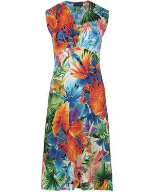 Conquista Print Jersey Empire Line Dress - Blue