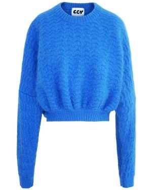 Ccy Currency Mohair Zigzag Bubble Jumper - Blue
