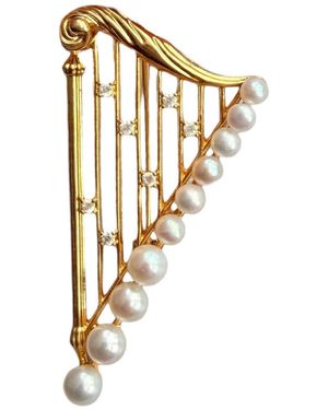 Ninemoo Harp Of Lumière Pearl Brooch - Metallic