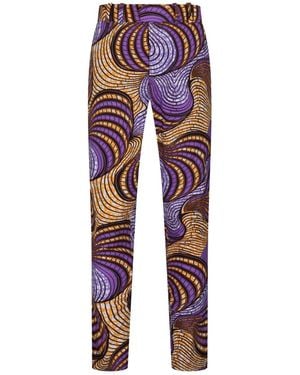 Ohema Ohene Cotton African Print Straight Leg Trousers – Fairground - Red