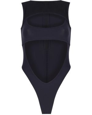 No'design Thick Strap Cut-Out Bodysuit - Blue