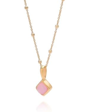Nellou Jewellery Diamond Opal Necklace Birthstone October Plated Sterling - Metallic