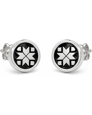 Pearl Code Handmade Stud Earrings – Geometric Star Design - Black