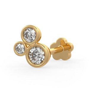 Cervin Blanc Diamond Nose Pin Bubble Stud With Screwback Nostril Piercing - Metallic